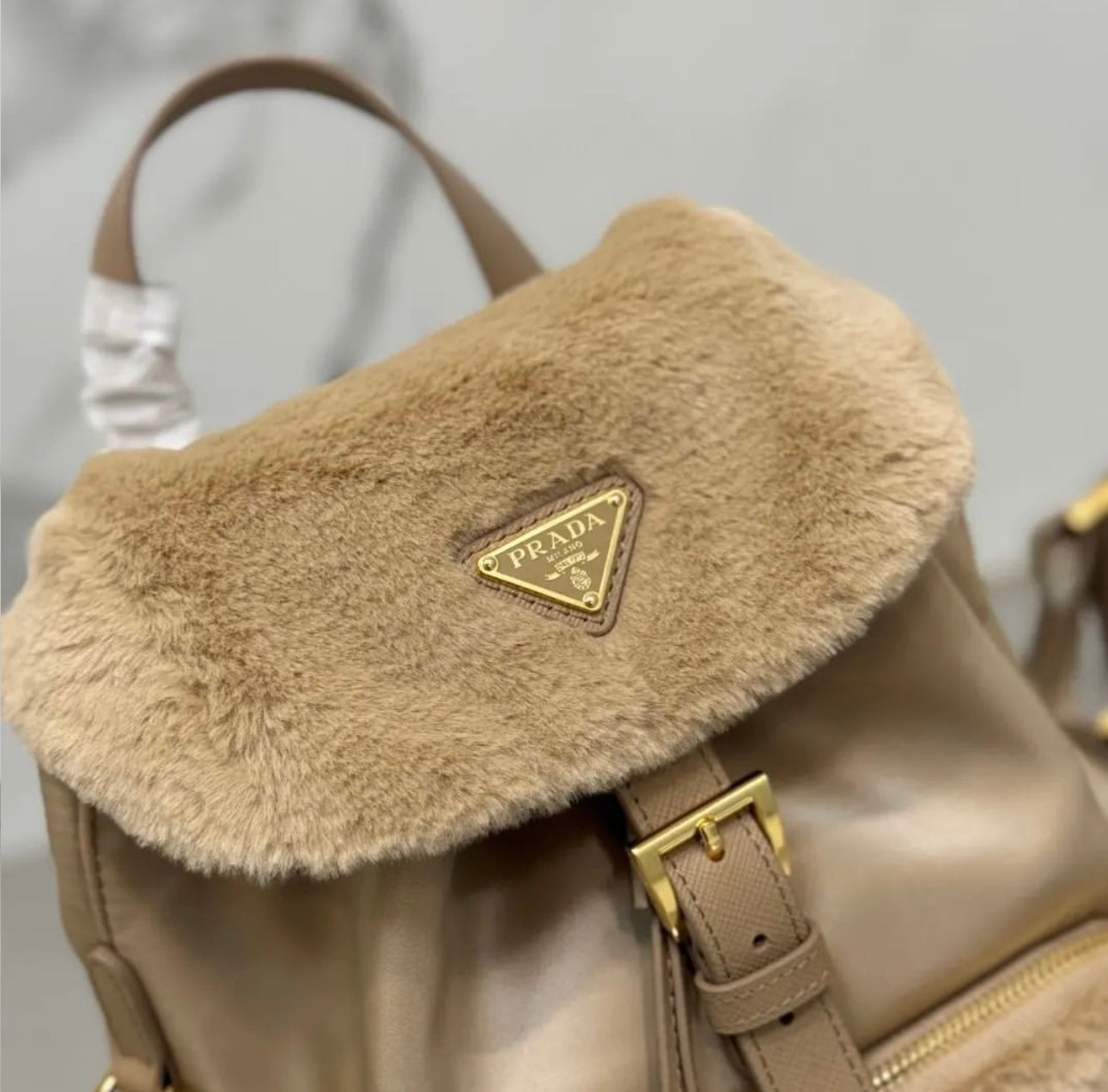 Re Nylon Shearling Backpack