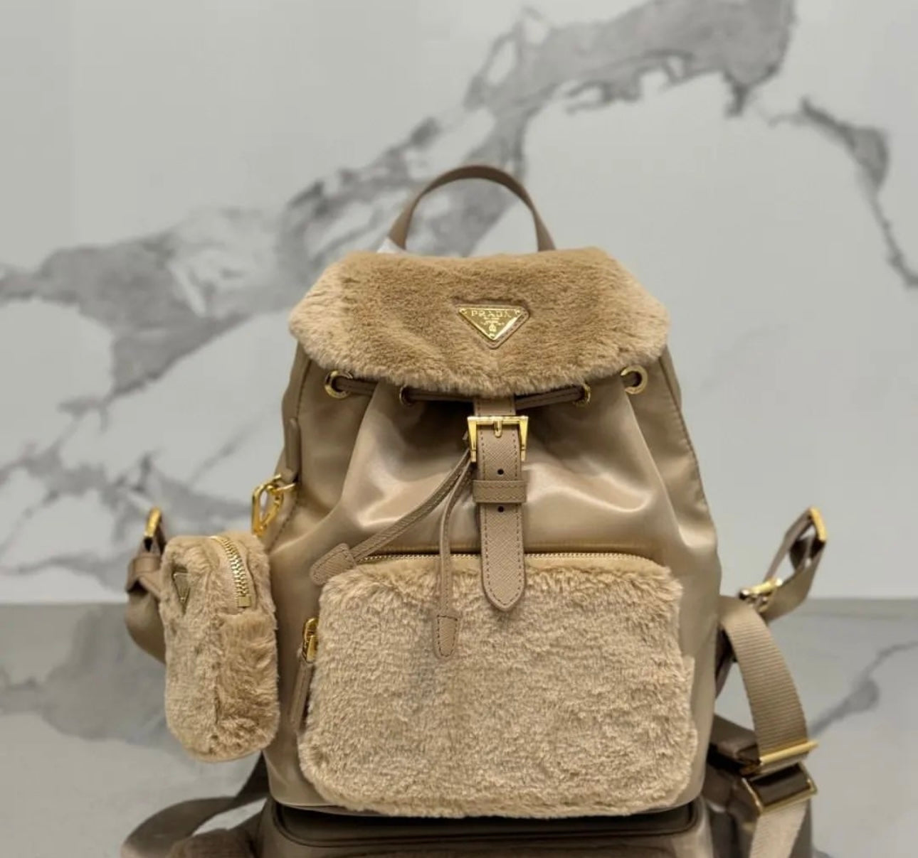 Re Nylon Shearling Backpack