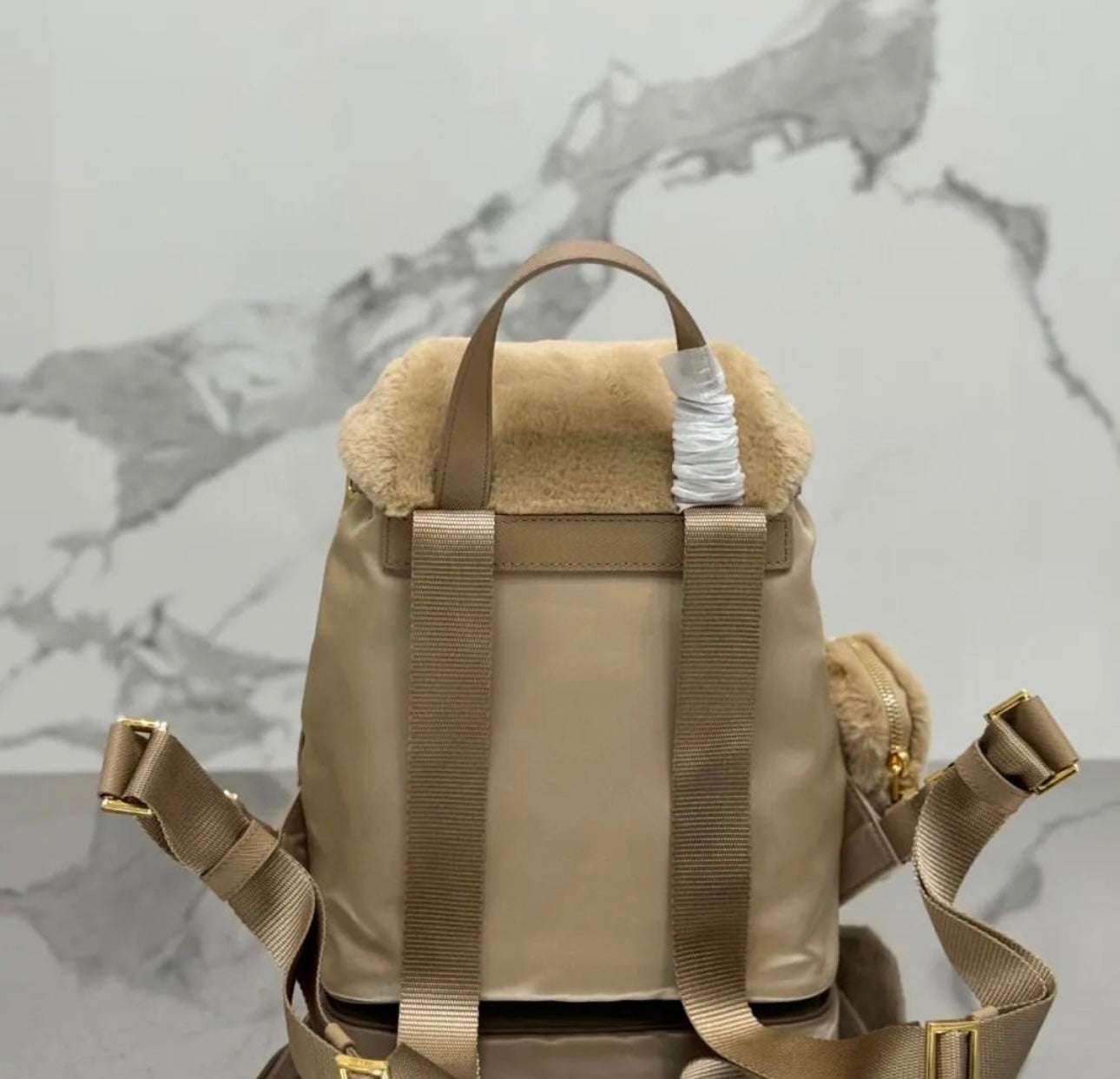 Re Nylon Shearling Backpack