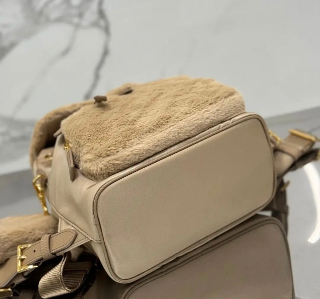 Re Nylon Shearling Backpack