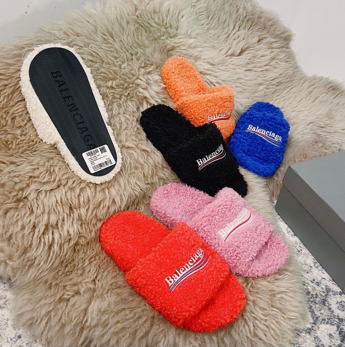 Furry Slide Sandals