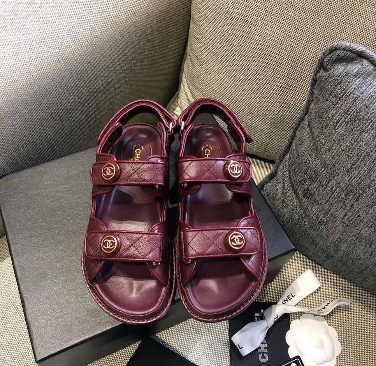 CC Leather Button Sandals