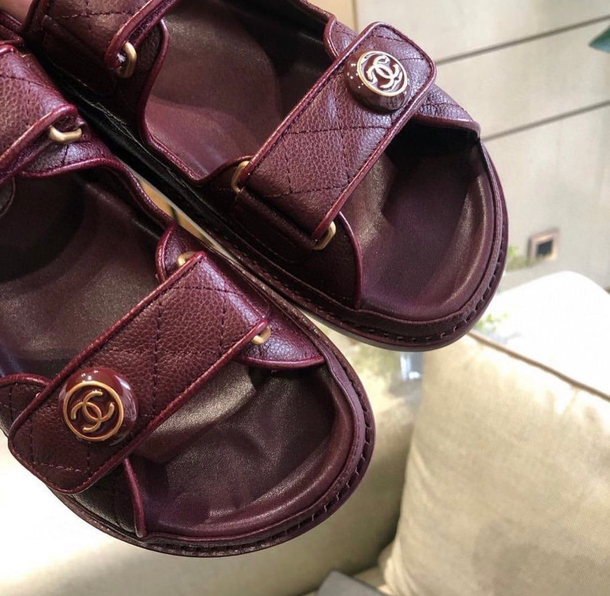 CC Leather Button Sandals