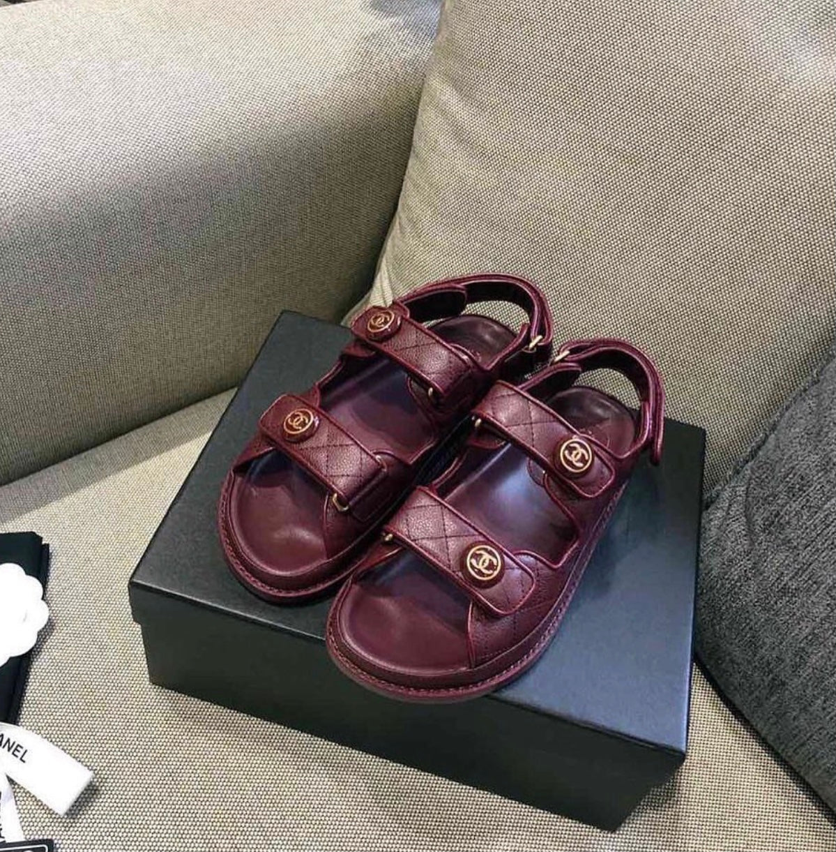 CC Leather Button Sandals