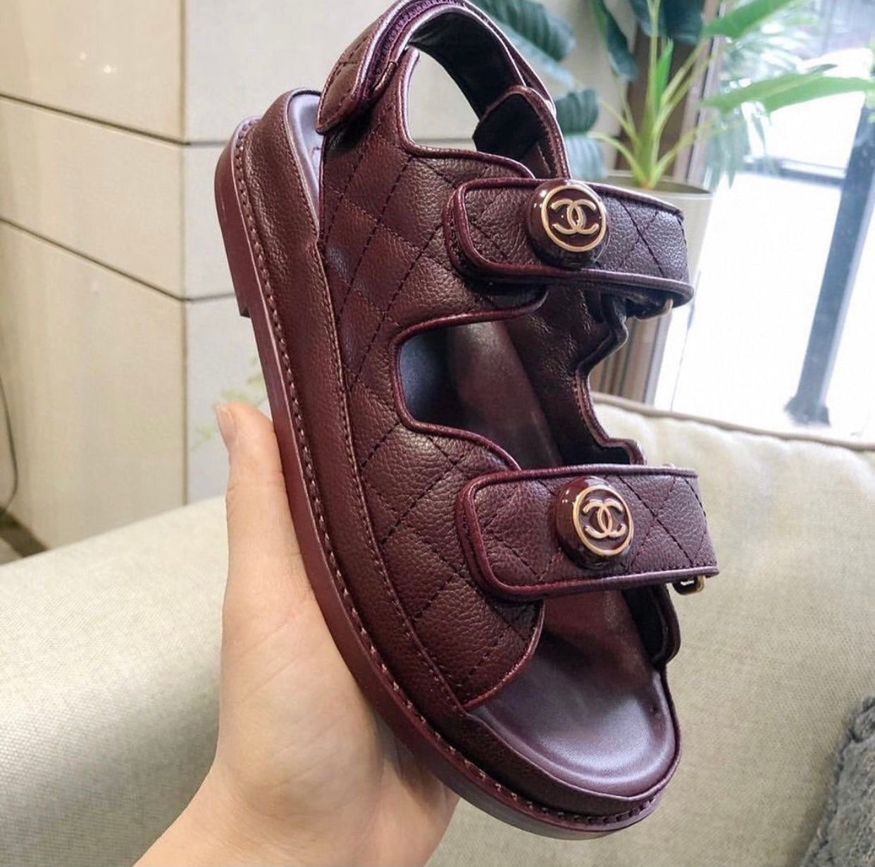 CC Leather Button Sandals