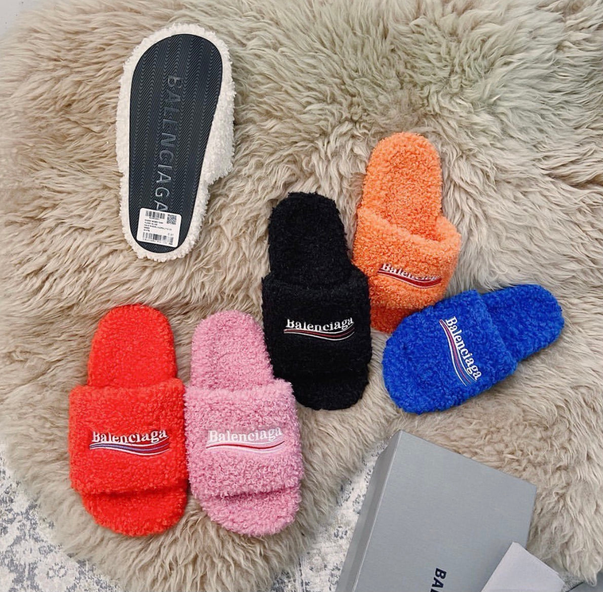 Furry Slide Sandals