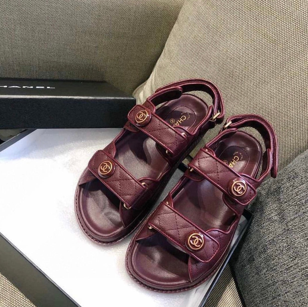 CC Leather Button Sandals